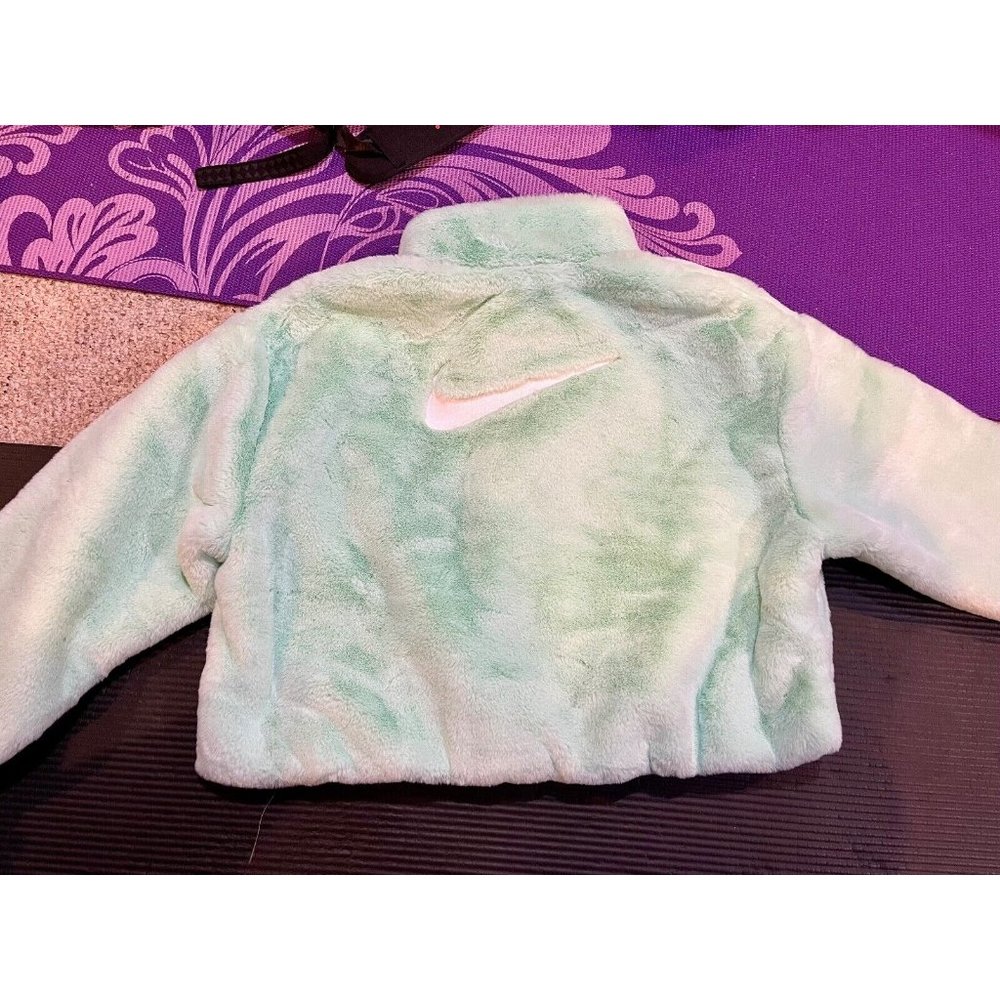 Nike Sportswear Icon Clash Mint Green Faux Fur Pocket Full Zip Jacket Sz L NWT - Picture 5 of 6